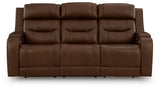 Knightington Brown Power Reclining Sofa & Loveseat w/Audio Seating by Ashley at Eve Furniture