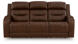Knightington Brown Power Reclining Sofa w/Audio Seating by Ashley at Eve Furniture