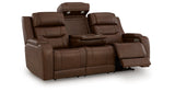 Knightington Brown Power Reclining Sofa with Audio Seating by Ashley at Eve Furniture