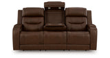 Knightington Brown Power Reclining Sofa with Audio Seating by Ashley at Eve Furniture