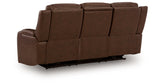 Knightington Brown Power Reclining Sofa with Audio Seating by Ashley at Eve Furniture
