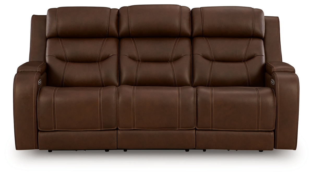 Knightington Brown Power Reclining Sofa with Audio Seating by Ashley at Eve Furniture