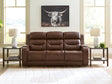 Knightington Brown Power Reclining Sofa with Audio Seating by Ashley at Eve Furniture