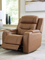 Knightington Caramel Power Recliner w/Audio Seating by Ashley at Eve Furniture