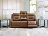 Knightington Caramel Power Reclining Sofa w/Audio Seating by Ashley at Eve Furniture