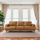Knox Genuine Tan Leather Comfortable Sofa by Ashcroft Furniture at Eve Furniture