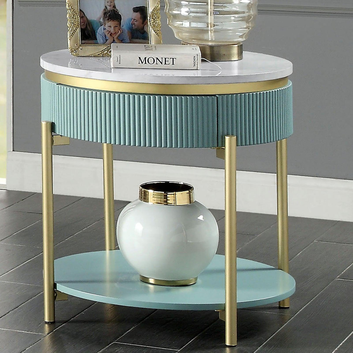 Koblenz Light Teal End Table by Furniture of America at Eve Furniture