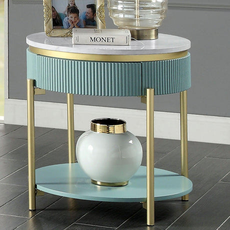 Koblenz Light Teal End Table by Furniture of America at Eve Furniture