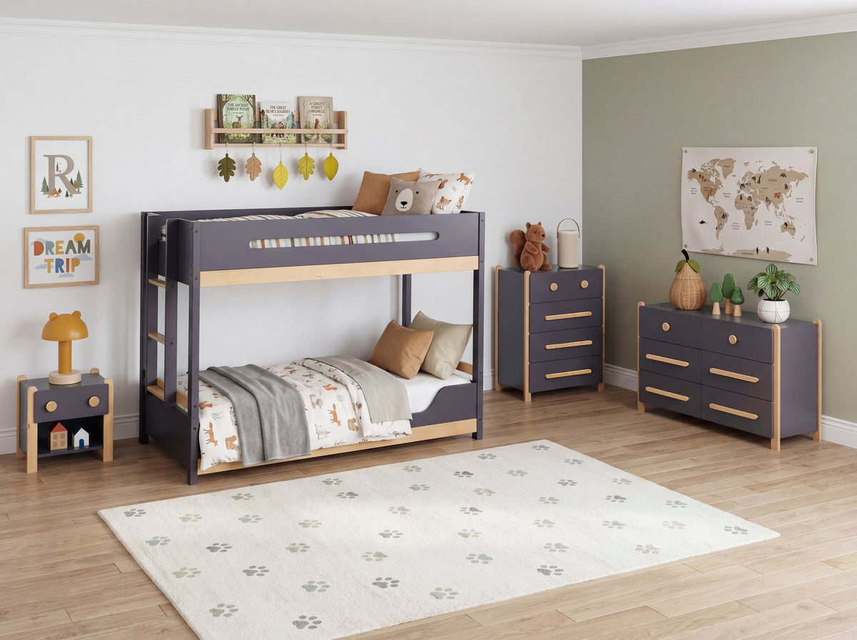 Koda Natural/Plum Twin/Twin Bunk Bed by Homelegance at Eve Furniture
