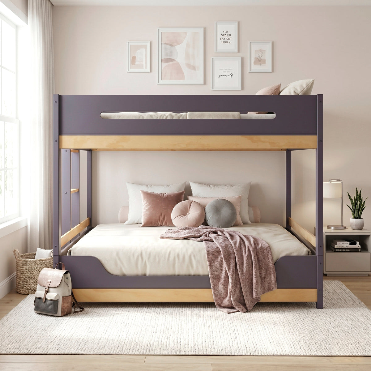 Koda Plum/Natural Full/Full Bunk Bed by Homelegance at Eve Furniture