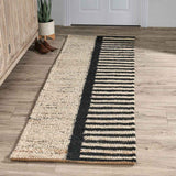 Kofu Stripe Natural/Black Rug by Classic Home at Eve Furniture