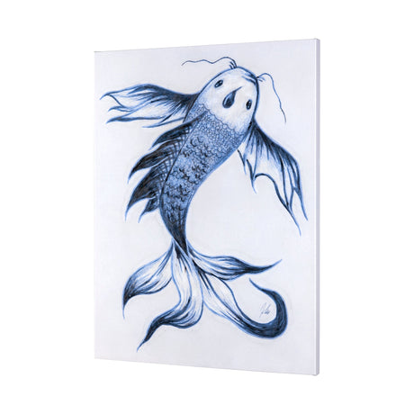 Koi Fish Blue I by Mercana Studio a Hand Embellished Textured Canvas by Mercana at Eve Furniture