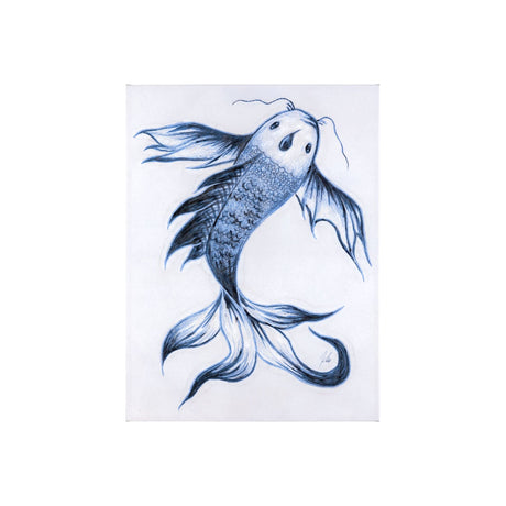 Koi Fish Blue I by Mercana Studio a Hand Embellished Textured Canvas by Mercana at Eve Furniture