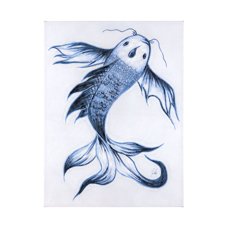 Koi Fish Blue I by Mercana Studio a Hand Embellished Textured Canvas by Mercana at Eve Furniture