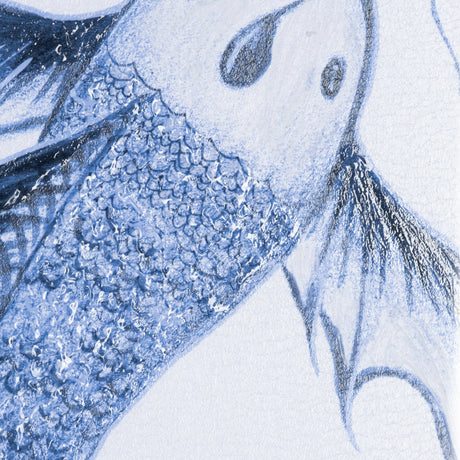 Koi Fish Blue I by Mercana Studio a Hand Embellished Textured Framed Art Print Matted under Glass by Mercana at Eve Furniture