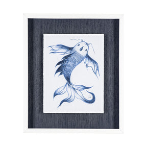 Koi Fish Blue I by Mercana Studio a Hand Embellished Textured Framed Art Print Matted under Glass by Mercana at Eve Furniture