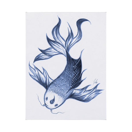 Koi Fish Blue II by Mercana Studio a Hand Embellished Textured Canvas by Mercana at Eve Furniture