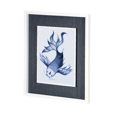 Koi Fish Blue II by Mercana Studio a Hand Embellished Textured Framed Art Print Matted under Glass by Mercana at Eve Furniture
