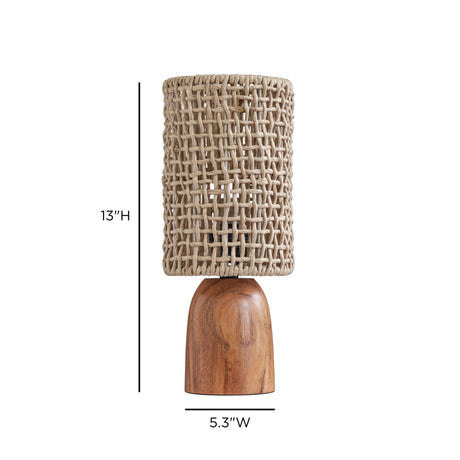 Kombu Natural Raffia and Wood Small Table Lamp by TOV Furniture at Eve Furniture