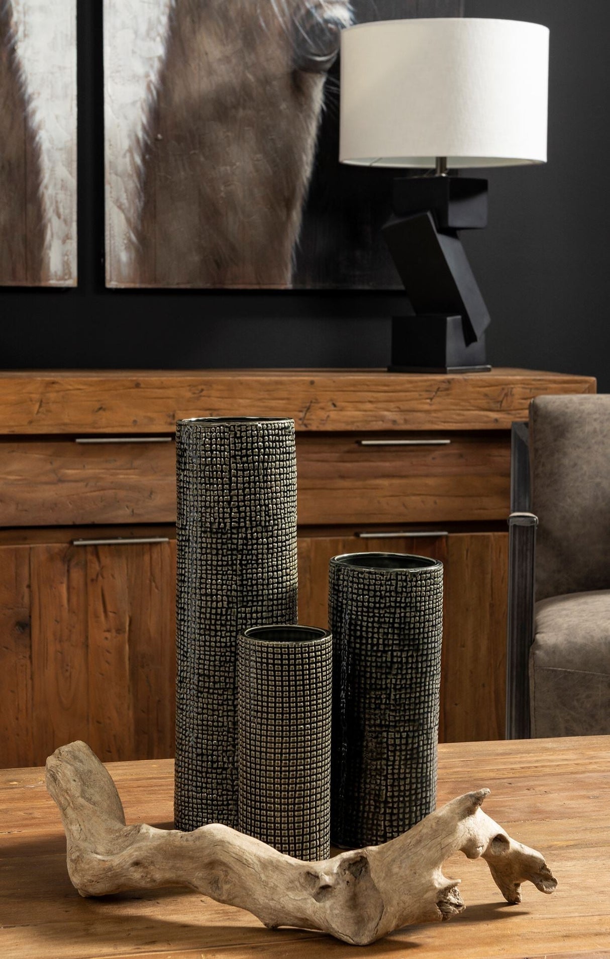 Kona II Medium Black/Gold Ceramic Vase by Mercana at Eve Furniture