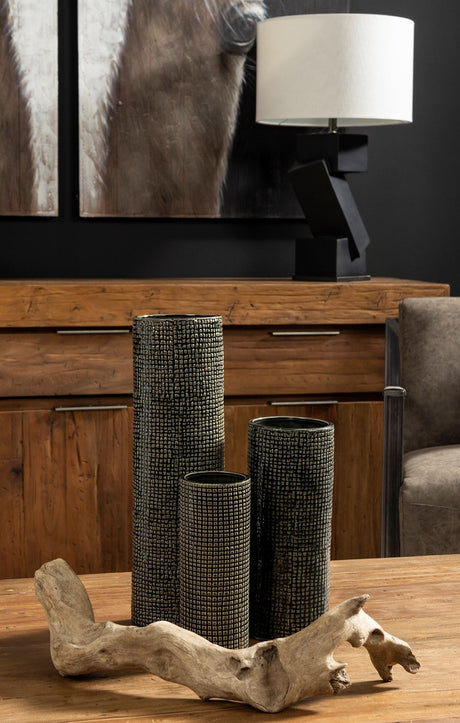 Kona II Medium Black/Gold Ceramic Vase by Mercana at Eve Furniture