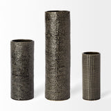 Kona III Large Black/Gold Cylindrical Ceramic Vase by Mercana at Eve Furniture