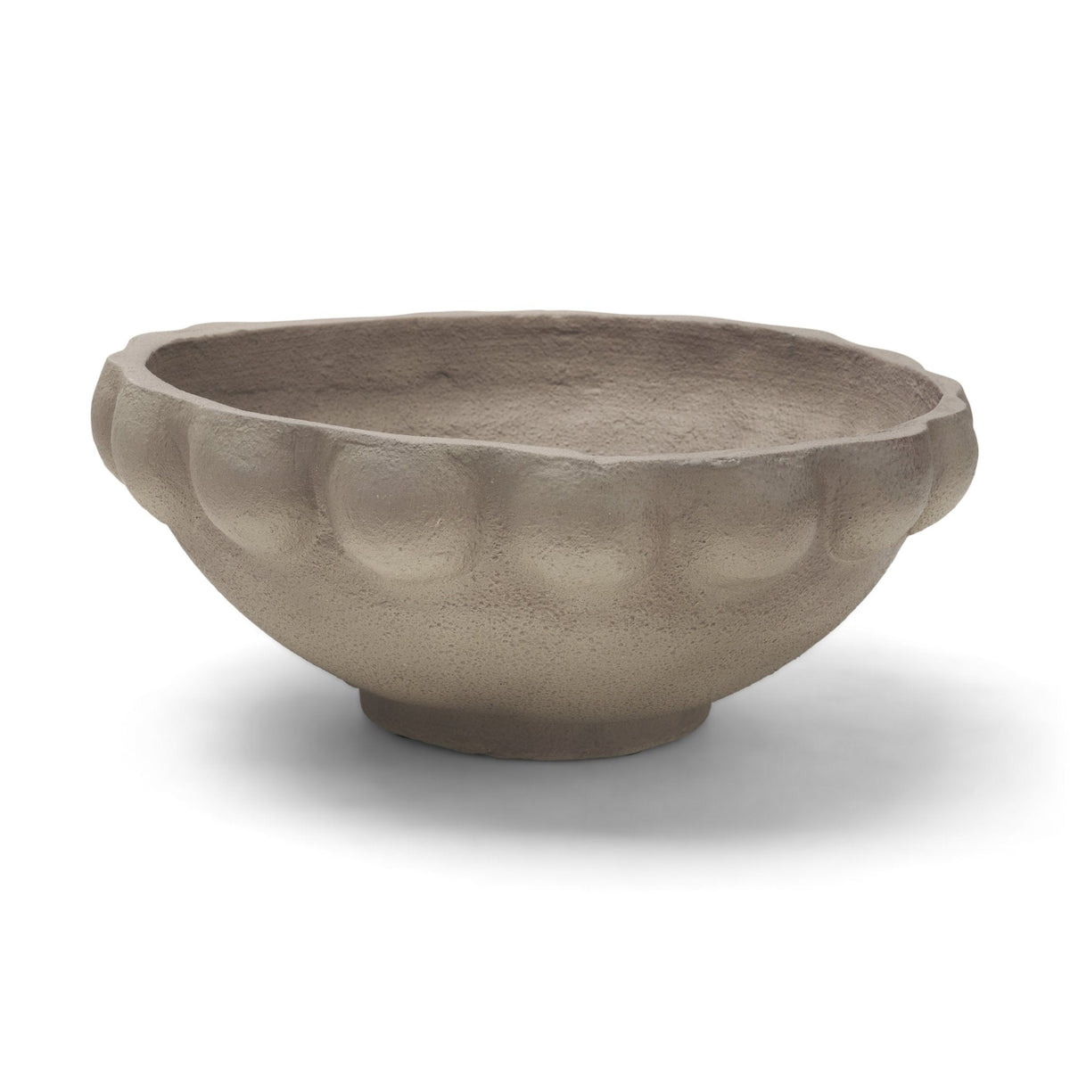 Konya Large Earthen Gray-Brown Dotted Paper Mache Centerpiece Bowl by Mercana at Eve Furniture