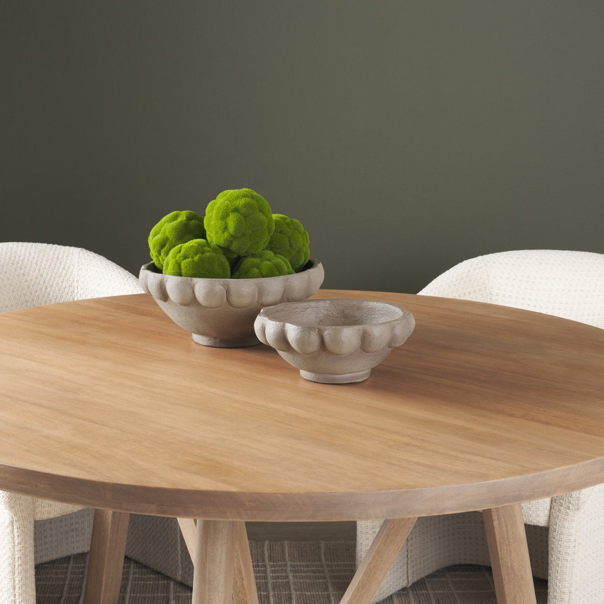 Konya Large Earthen Gray-Brown Dotted Paper Mache Centerpiece Bowl by Mercana at Eve Furniture