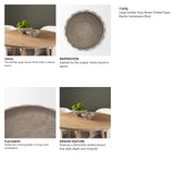 Konya Large Earthen Gray-Brown Dotted Paper Mache Centerpiece Bowl by Mercana at Eve Furniture
