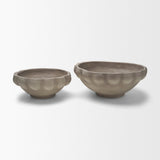 Konya Small Earthen Gray-Brown Dotted Paper Mache Centerpiece Bowl by Mercana at Eve Furniture
