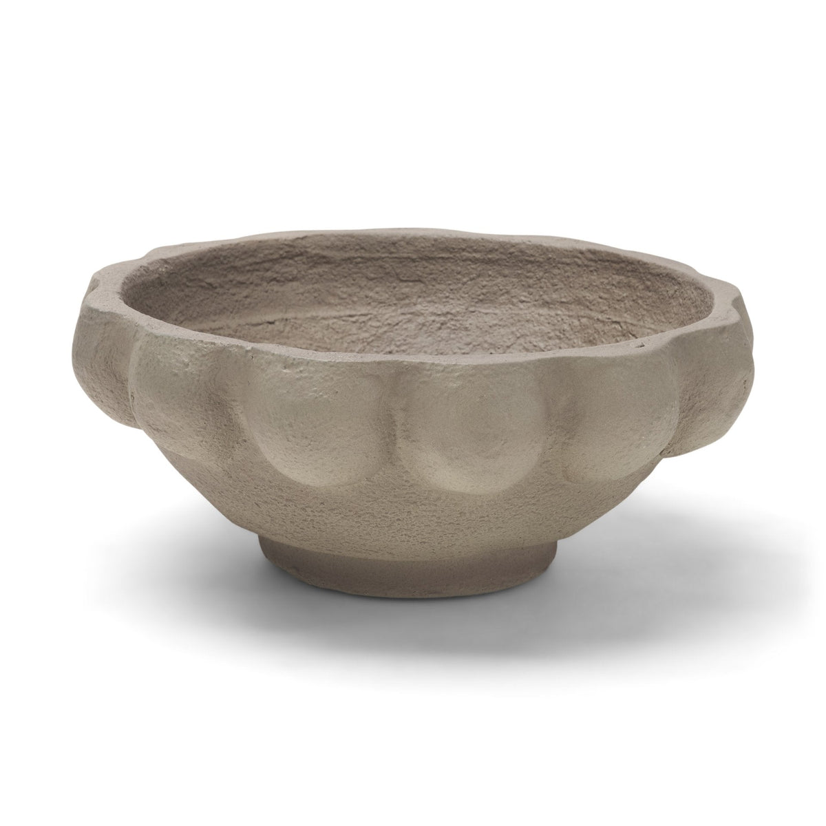 Konya Small Earthen Gray-Brown Dotted Paper Mache Centerpiece Bowl by Mercana at Eve Furniture