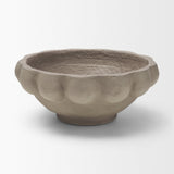 Konya Small Earthen Gray-Brown Dotted Paper Mache Centerpiece Bowl by Mercana at Eve Furniture