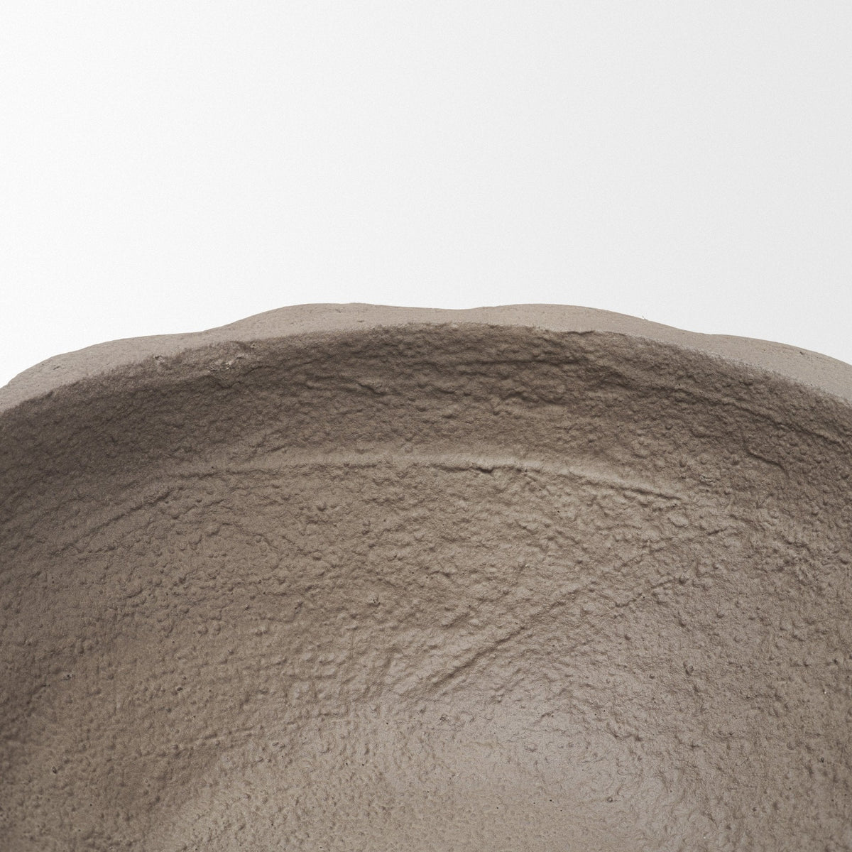 Konya Small Earthen Gray-Brown Dotted Paper Mache Centerpiece Bowl by Mercana at Eve Furniture
