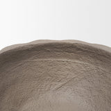 Konya Small Earthen Gray-Brown Dotted Paper Mache Centerpiece Bowl by Mercana at Eve Furniture