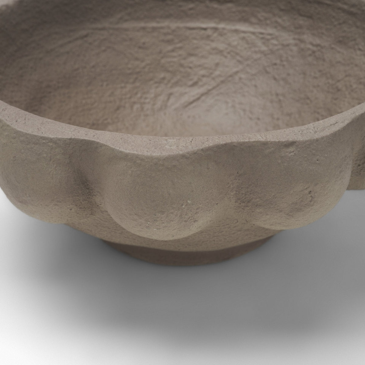 Konya Small Earthen Gray-Brown Dotted Paper Mache Centerpiece Bowl by Mercana at Eve Furniture
