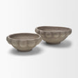 Konya Small Earthen Gray-Brown Dotted Paper Mache Centerpiece Bowl by Mercana at Eve Furniture