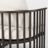 Kopari 30.1L x 30.5W x 37.2H White Boucle Fabric W/Dark Brown Wood Accent Chair by Mercana at Eve Furniture