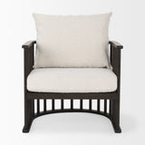 Kopari 30.1L x 30.5W x 37.2H White Boucle Fabric W/Dark Brown Wood Accent Chair by Mercana at Eve Furniture