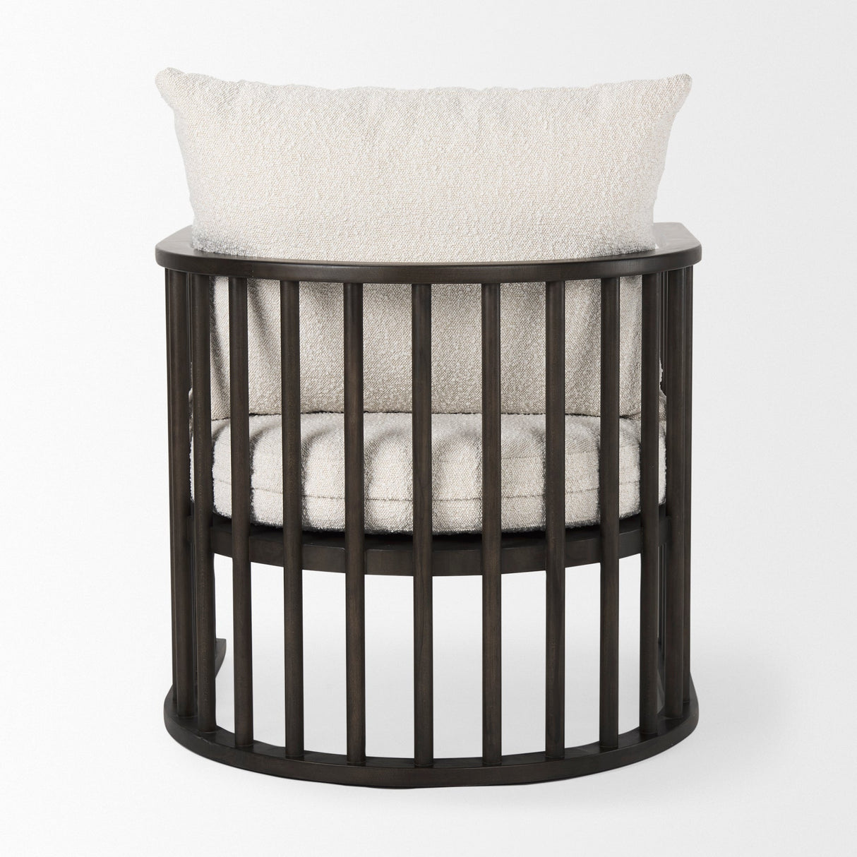 Kopari 30.1L x 30.5W x 37.2H White Boucle Fabric W/Dark Brown Wood Accent Chair by Mercana at Eve Furniture