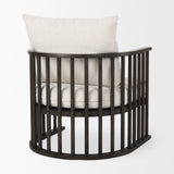 Kopari 30.1L x 30.5W x 37.2H White Boucle Fabric W/Dark Brown Wood Accent Chair by Mercana at Eve Furniture