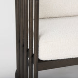 Kopari 30.1L x 30.5W x 37.2H White Boucle Fabric W/Dark Brown Wood Accent Chair by Mercana at Eve Furniture