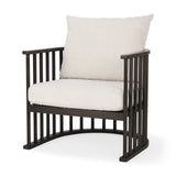 Kopari 30.1L x 30.5W x 37.2H White Boucle Fabric W/Dark Brown Wood Accent Chair by Mercana at Eve Furniture