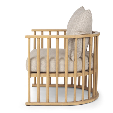 Kopari Beige Fabric W/Light Brown Wood Accent Chair by Mercana at Eve Furniture
