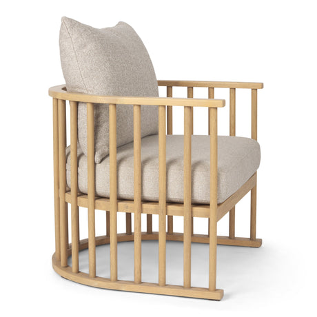 Kopari Beige Fabric W/Light Brown Wood Accent Chair by Mercana at Eve Furniture