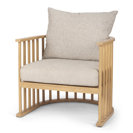 Kopari Beige Fabric W/Light Brown Wood Accent Chair by Mercana at Eve Furniture