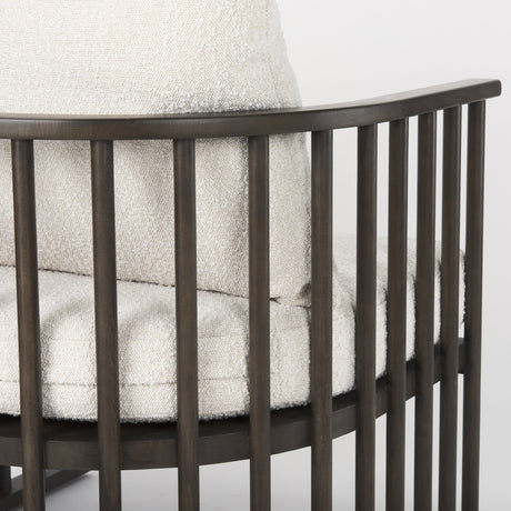 Kopari White Boucle Fabric W/Dark Brown Wood Accent Chair by Mercana at Eve Furniture