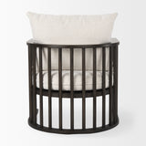 Kopari White Boucle Fabric W/Dark Brown Wood Accent Chair by Mercana at Eve Furniture