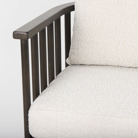 Kopari White Boucle Fabric W/Dark Brown Wood Accent Chair by Mercana at Eve Furniture