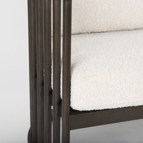 Kopari White Boucle Fabric W/Dark Brown Wood Accent Chair by Mercana at Eve Furniture