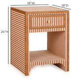 Kora 18" Cotton Jute 1-Drawer Designer Nightstand by TOV Furniture at Eve Furniture